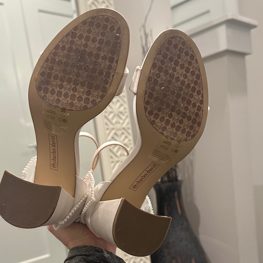 Charles & Keith Ivory Heels with Bow - Bride, Wedding, Shower, Engagement - Picture 4 of 4